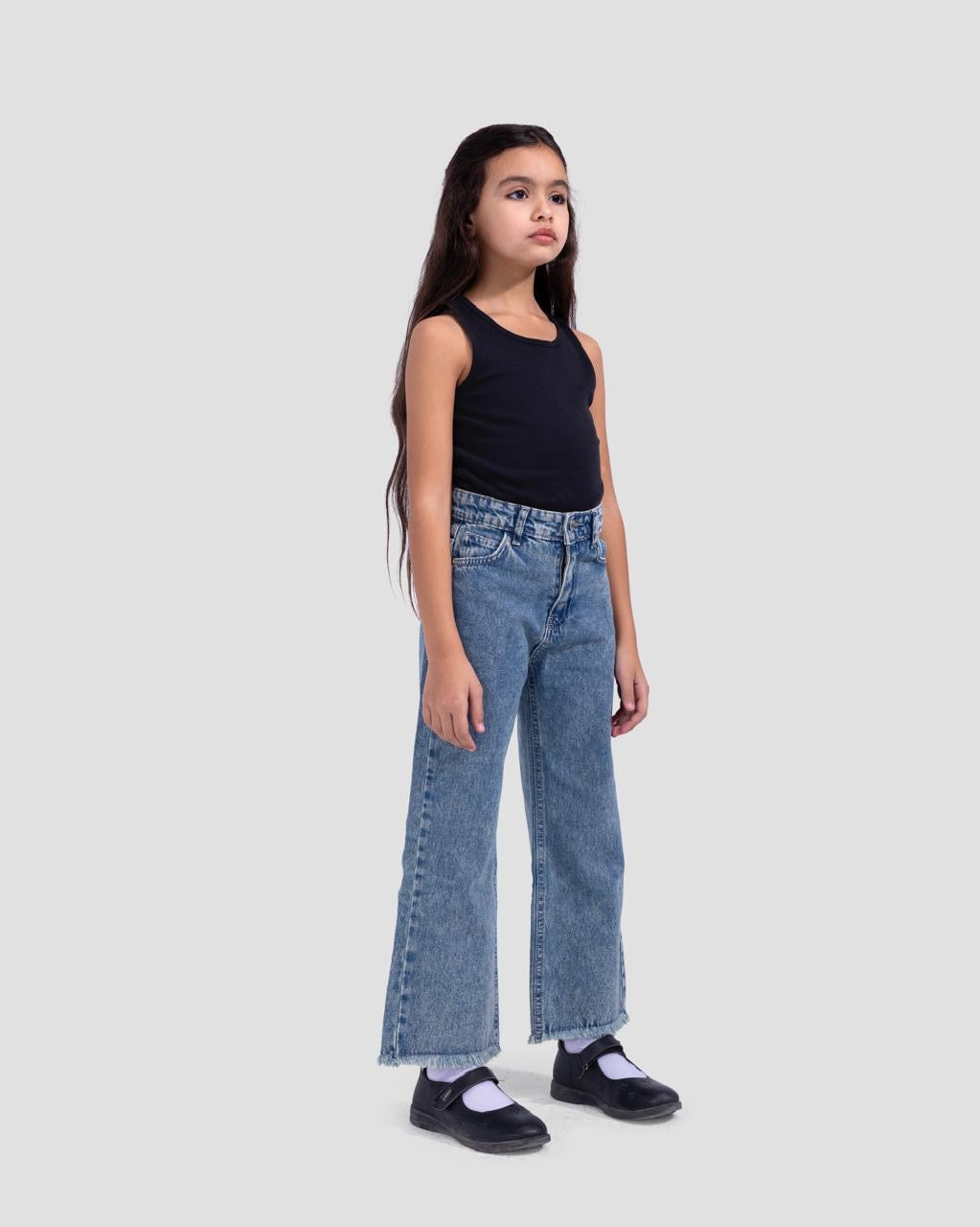 Basic wide-leg Kids Jeans In washed Blue