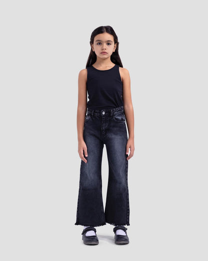 Basic wide-leg Kids Jeans In washed Grey