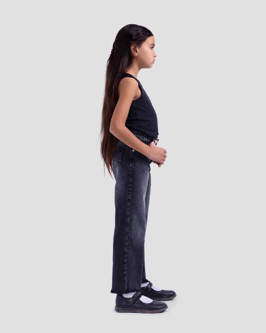 Basic wide-leg Kids Jeans In washed Grey