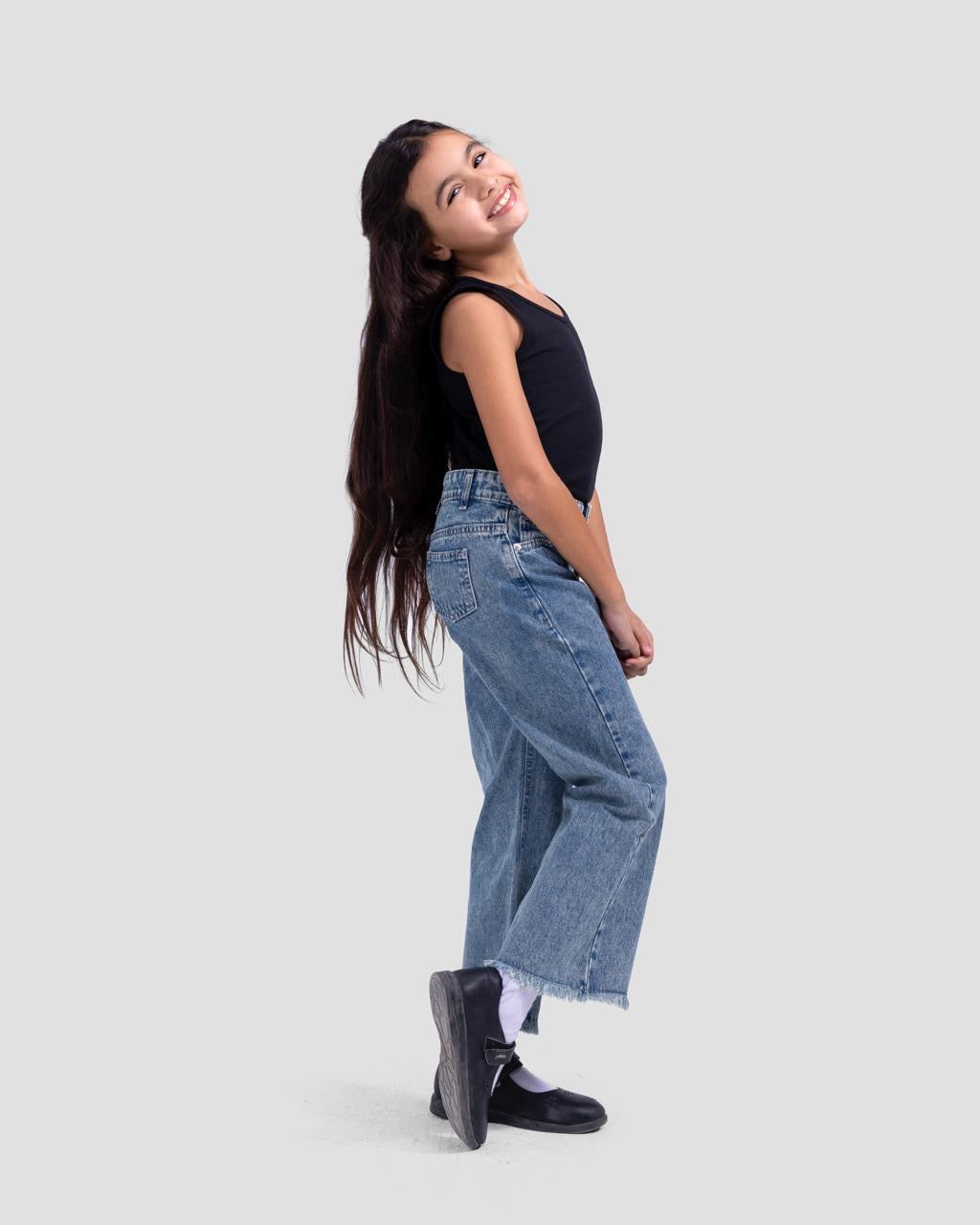 Basic wide-leg Kids Jeans In washed Blue