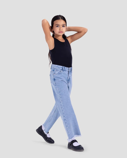 Basic wide-leg Kids Jeans In Light Blue