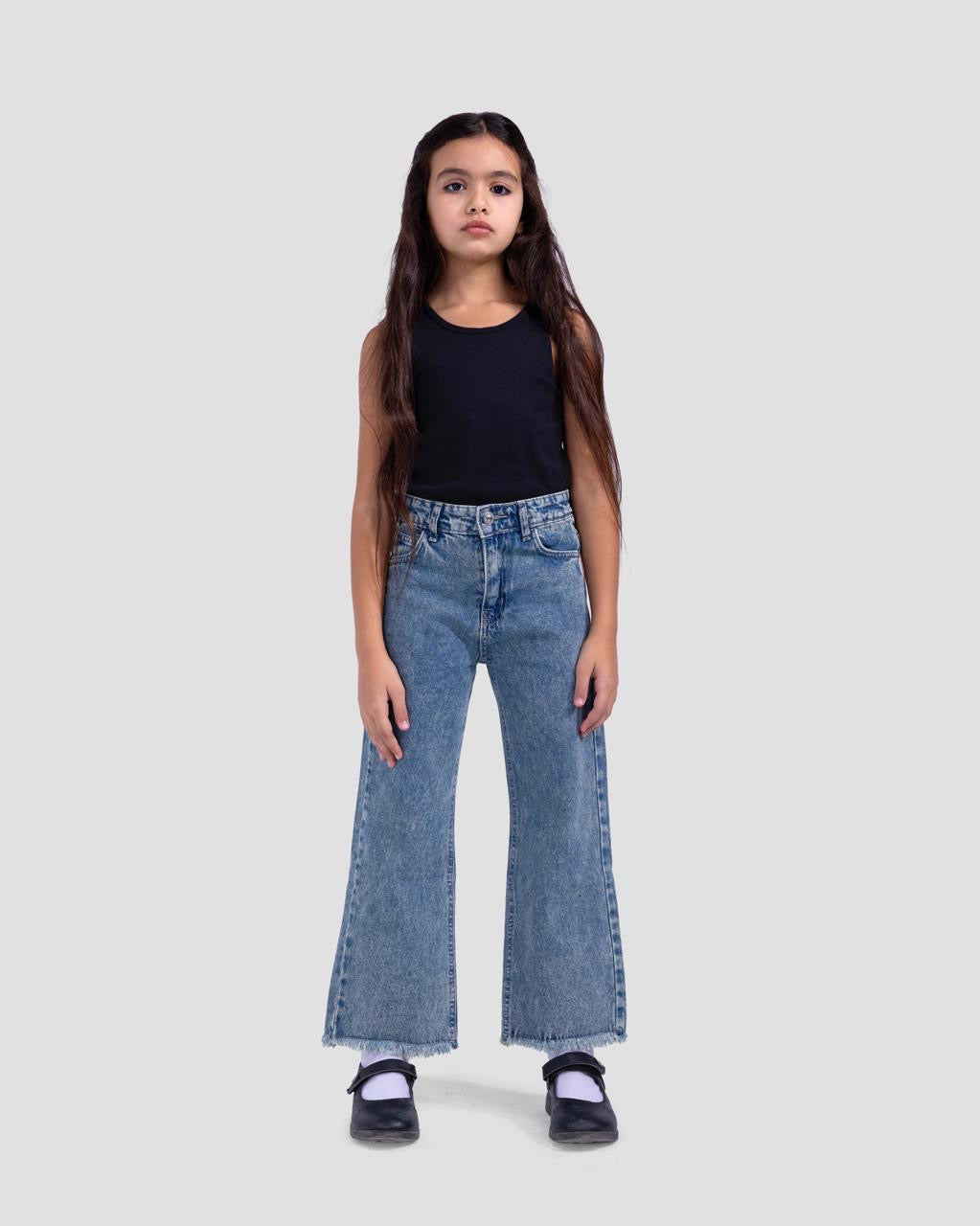 Basic wide-leg Kids Jeans In washed Blue