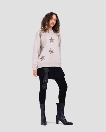 Leopard Stars sweater In Beige