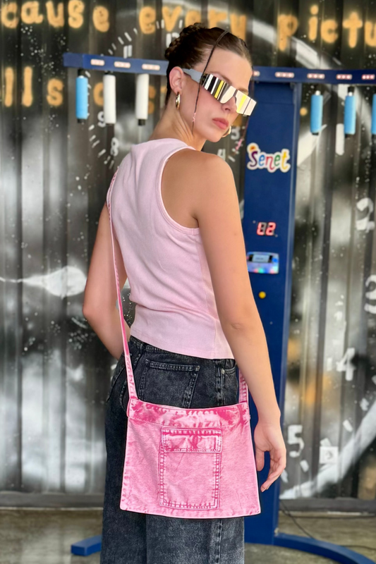 WASHED PINK DENIM BAG