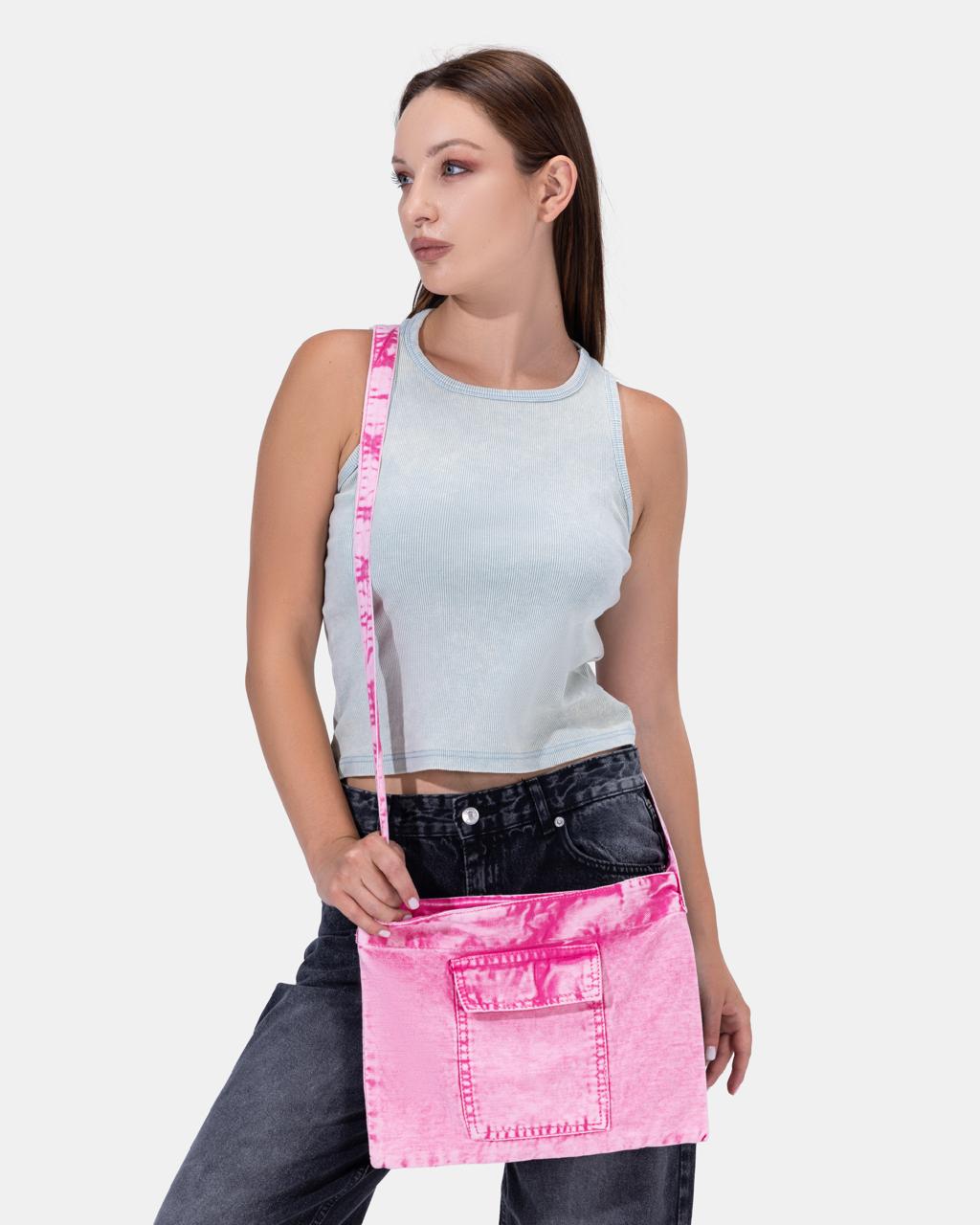 WASHED PINK DENIM BAG