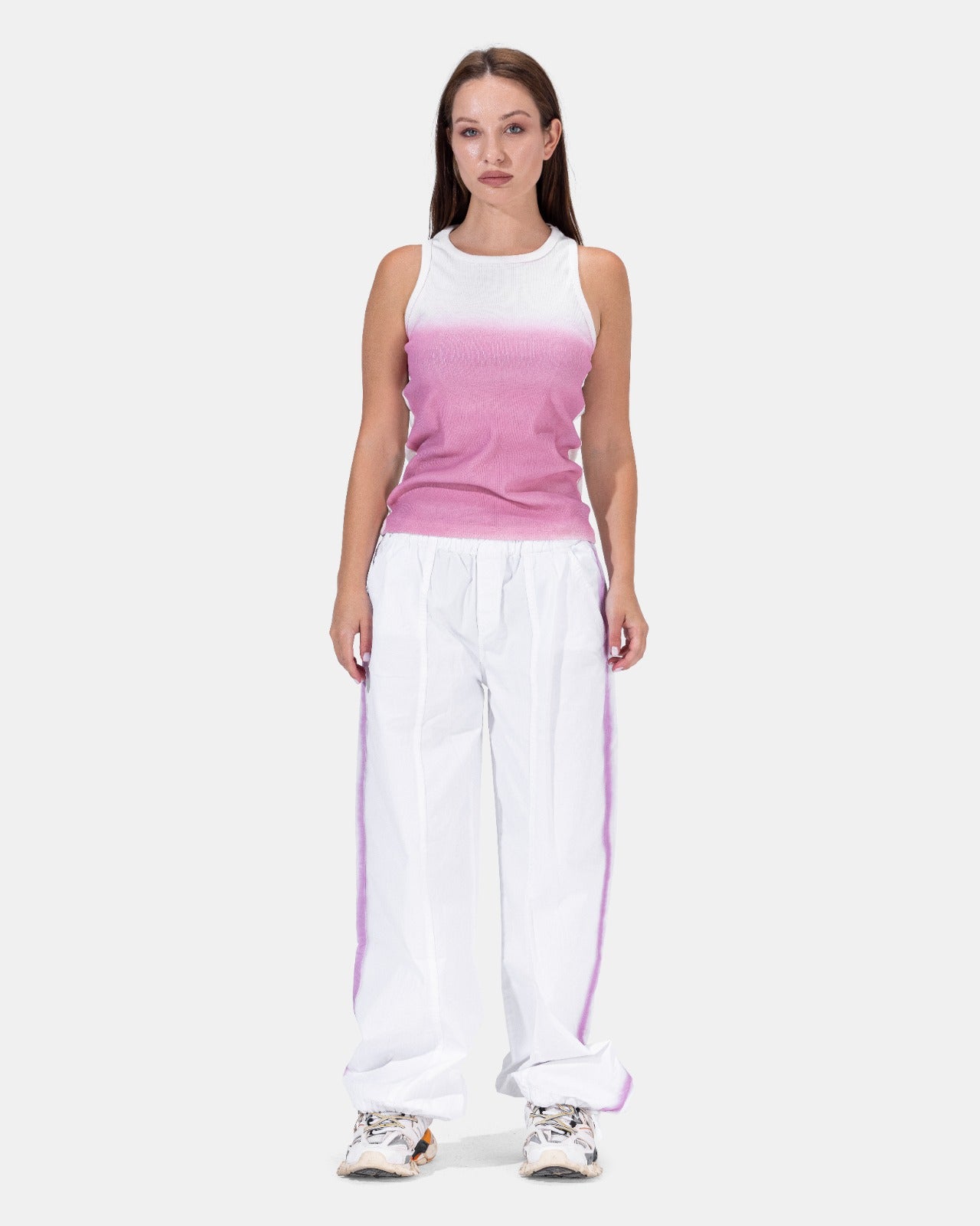 Parachute white pants "with pink lines"